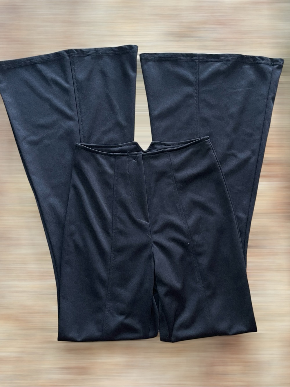 Charades Black Flared Wide Leg Cozy Yoga Dance Pants